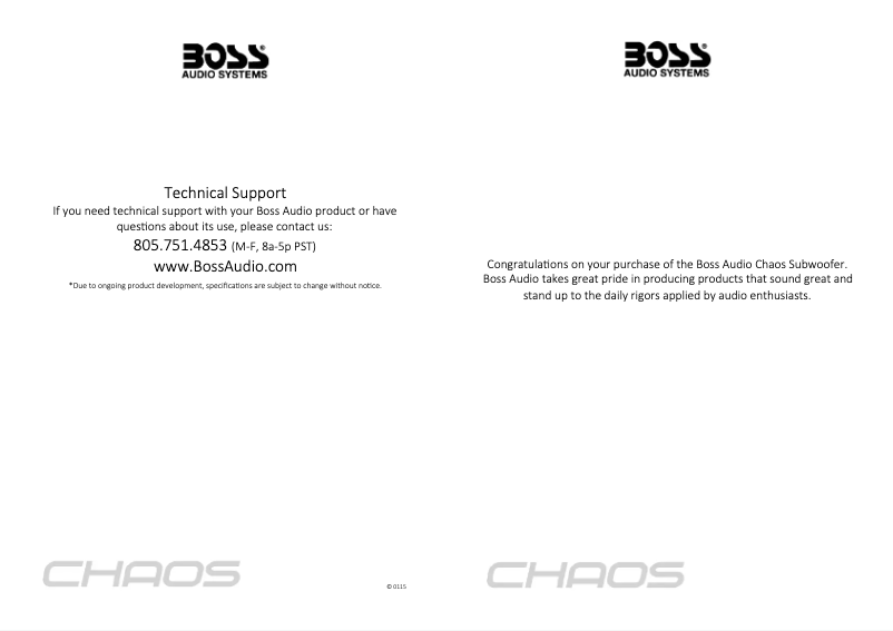 Page n°1 - Manuel utilisateur Boss CH10DVC