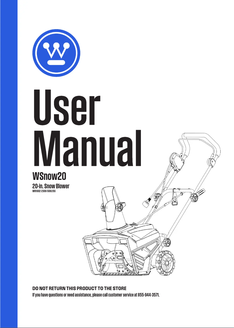 Page n°1 - Manuel utilisateur Westinghouse WSnow20