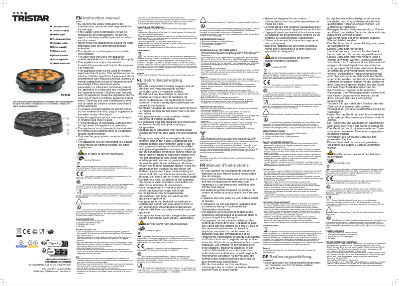 Page 1 de la notice Manuel utilisateur TriStar PD-8962