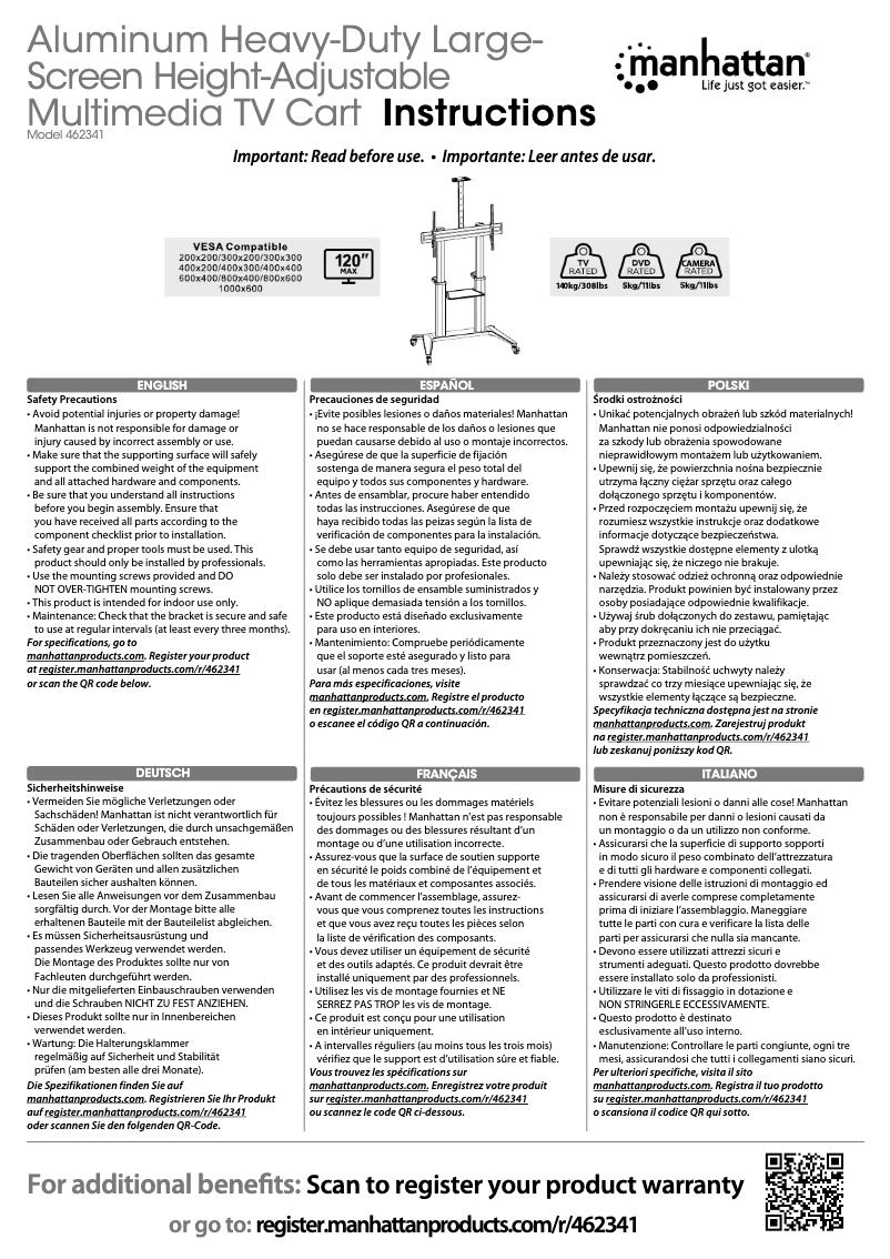 Page 1 de la notice Manuel utilisateur Manhattan 462341
