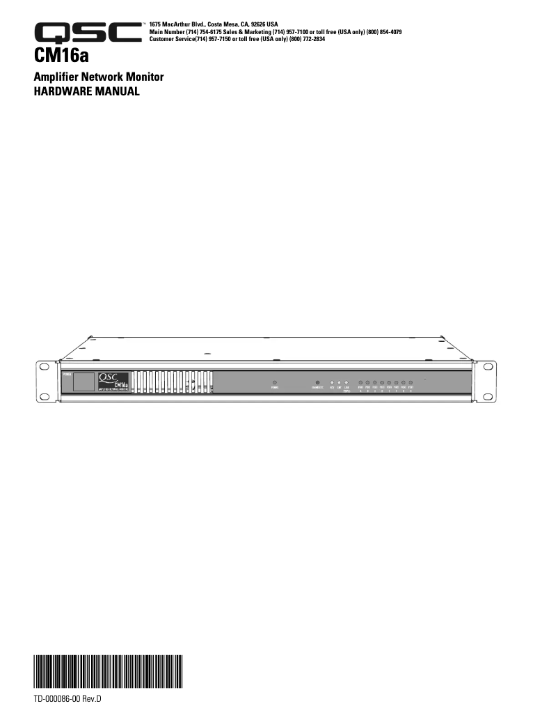 Page 1 de la notice Manuel utilisateur QSC CM16a