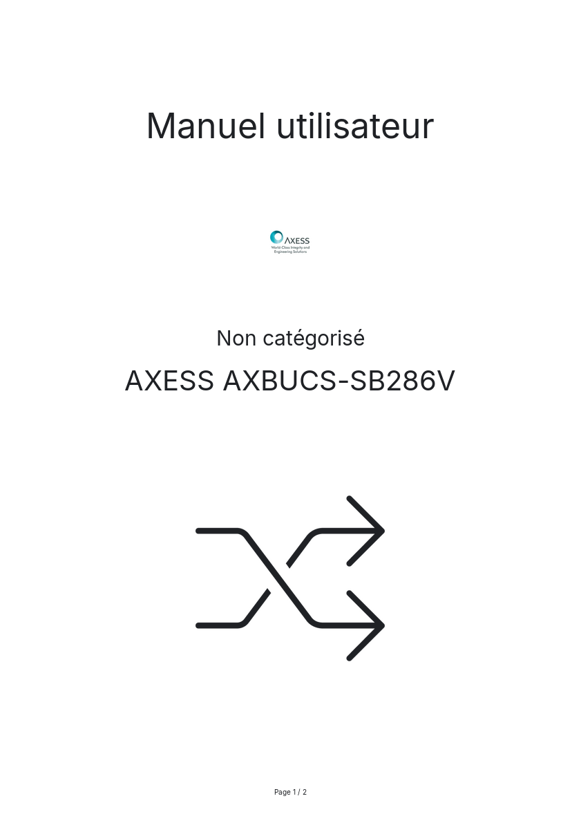 Page n°1 - Manuel utilisateur AXESS AXBUCS-SB286V