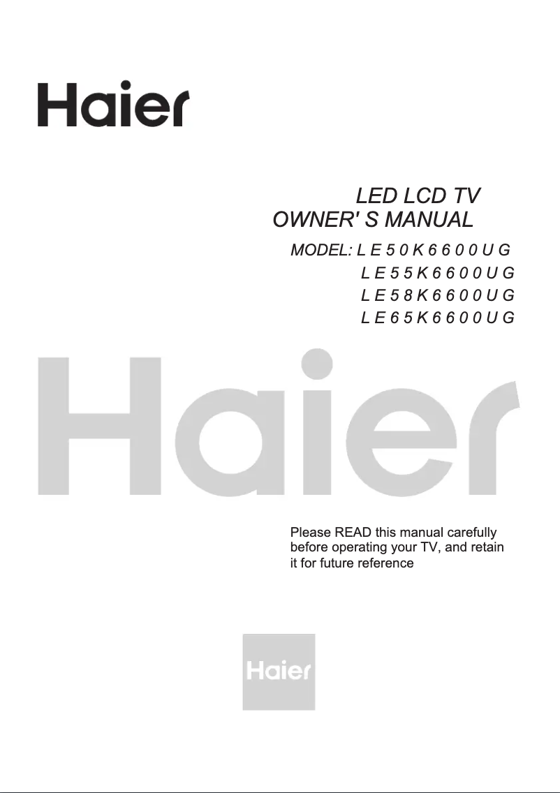 Page 1 de la notice Manuel utilisateur Haier H58K66UG