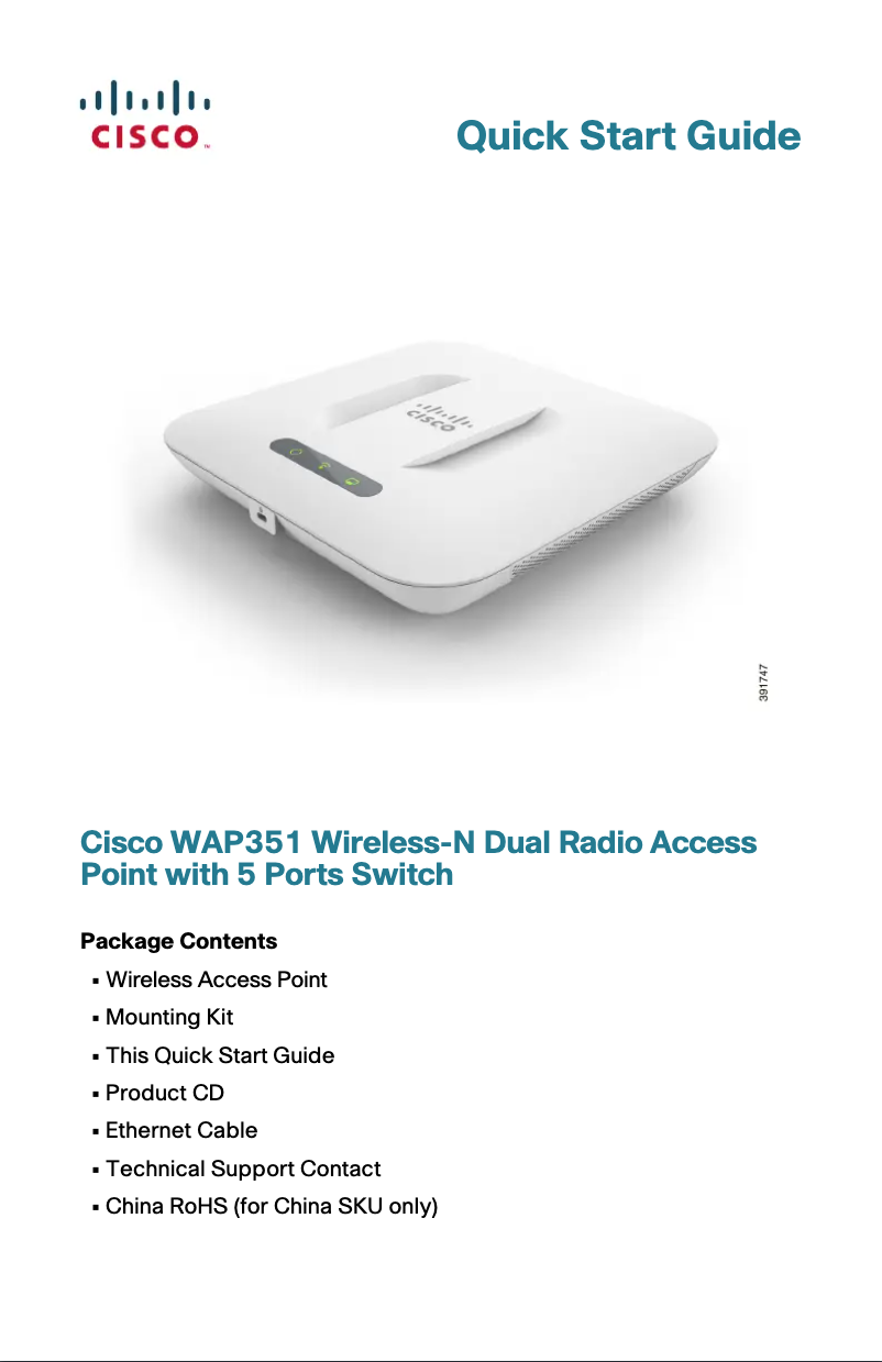 Page 1 de la notice Manuel utilisateur Cisco WAP351