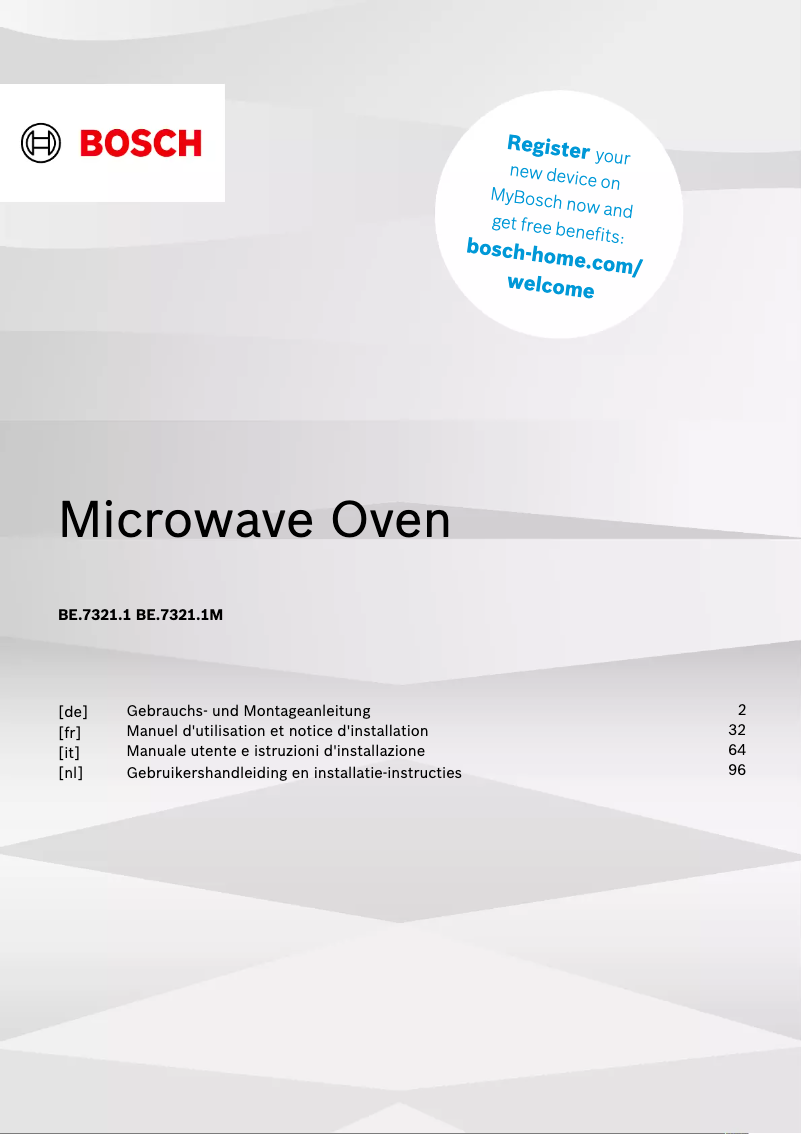 Page 1 de la notice Guide d'installation Bosch BER7321B1