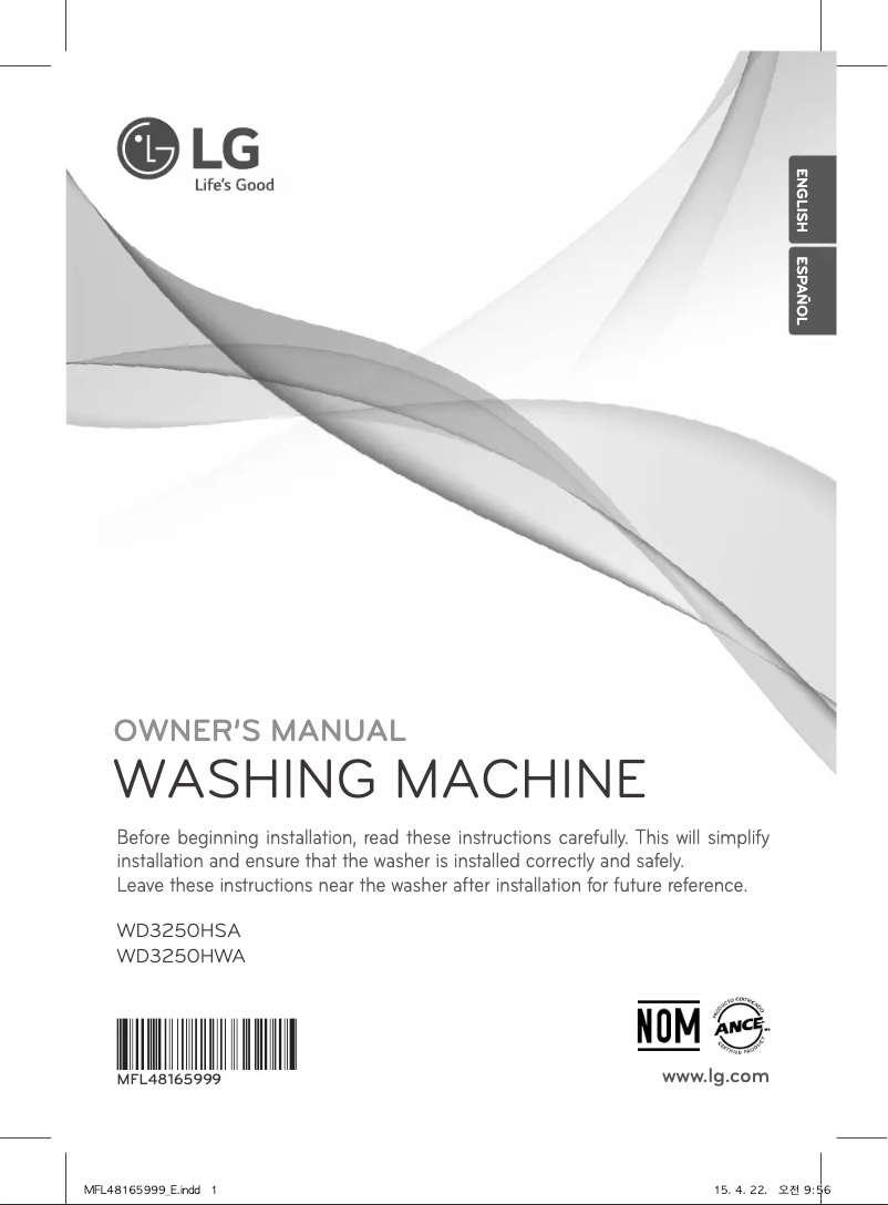 Page 1 of the manual User Manual LG WD3250HSA