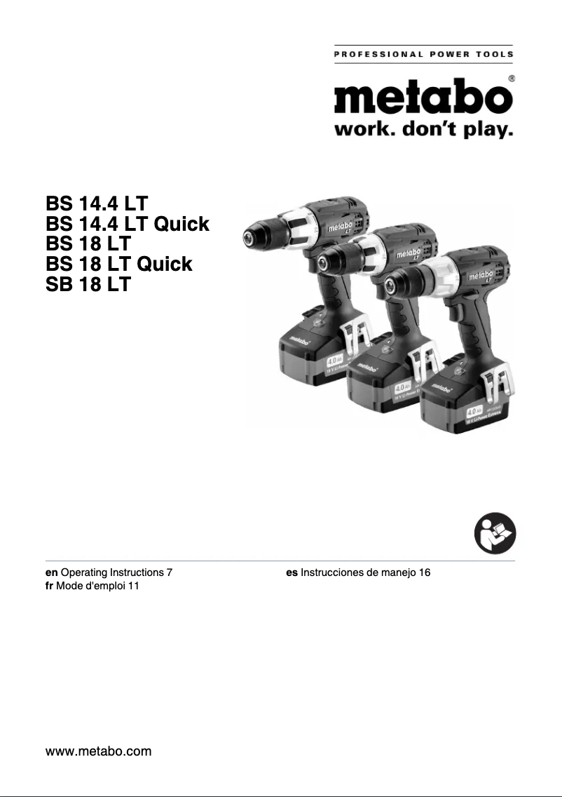 Page n°1 - Manuel utilisateur Metabo BS18 LT 5.2