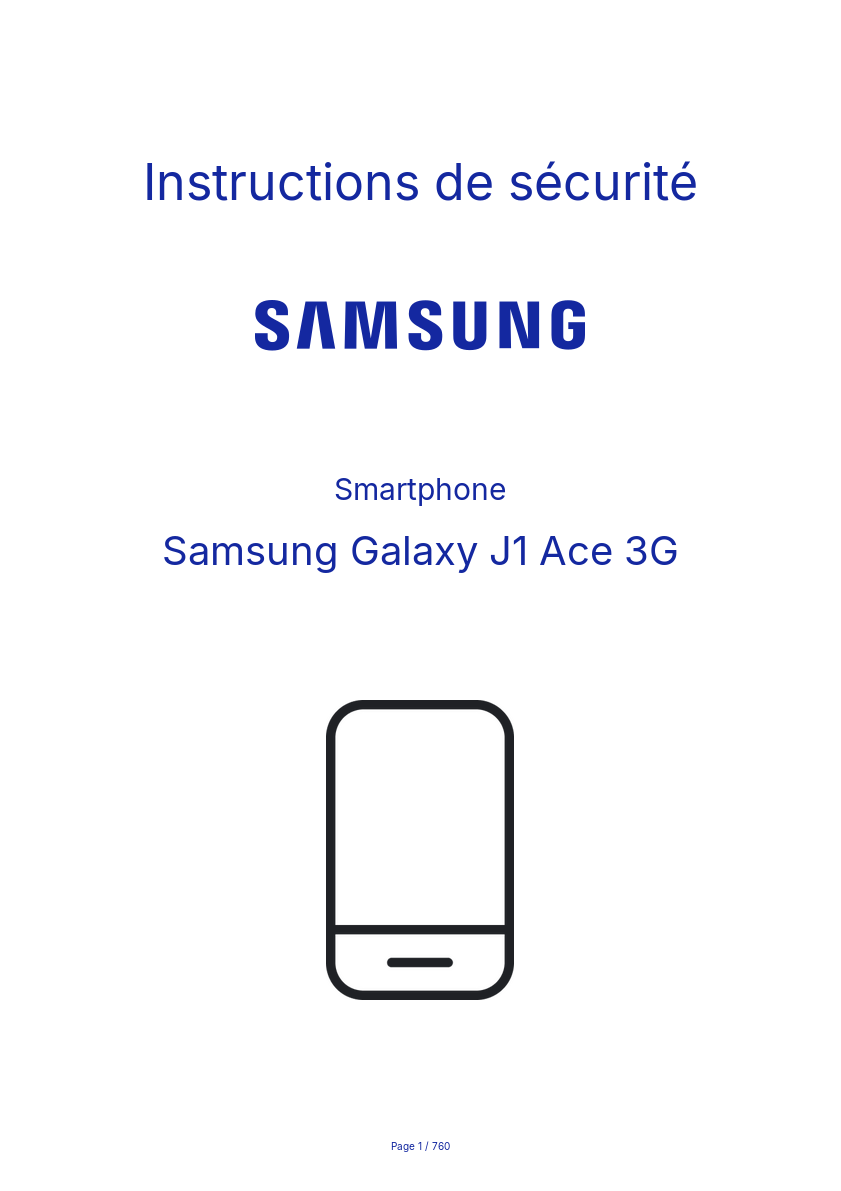 Page n°1 - Instructions de sécurité Samsung Galaxy J1 Ace 3G