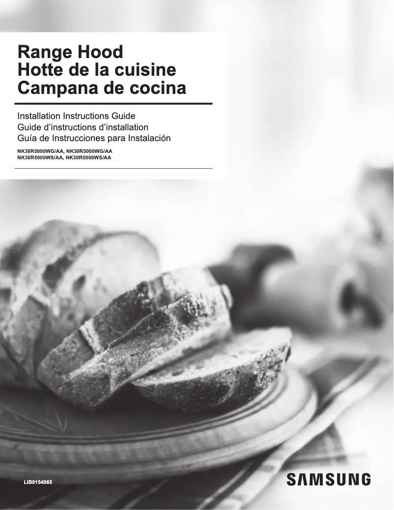 Page 1 de la notice Guide d'installation Samsung NK36R5000WS