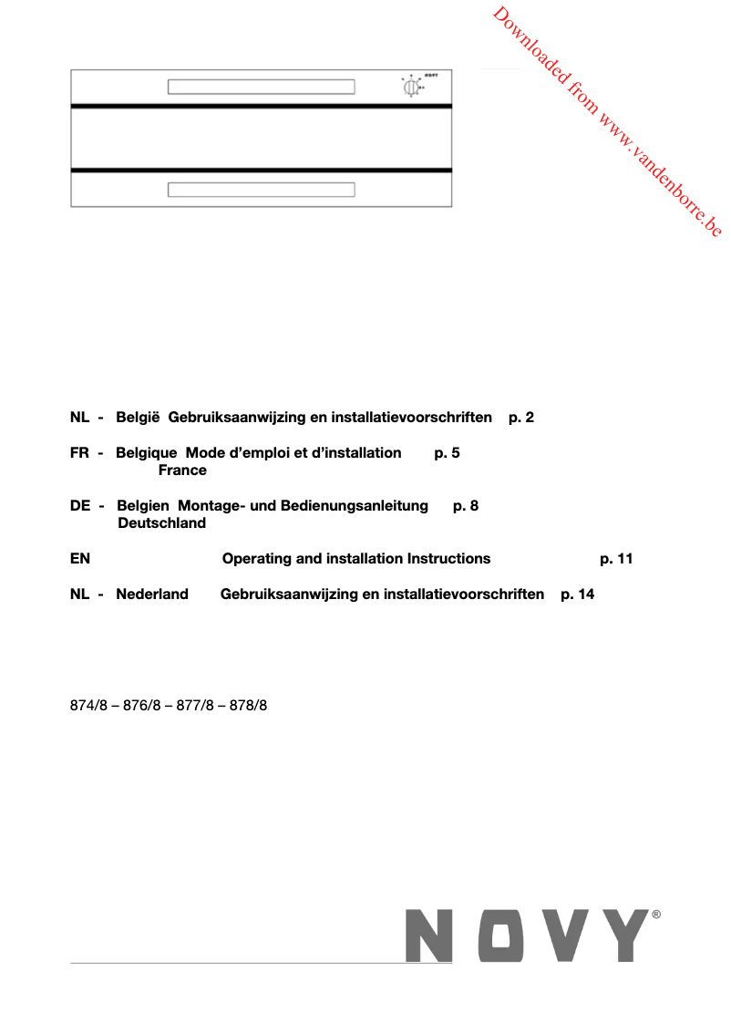 Page 1 de la notice Manuel utilisateur Novy 876