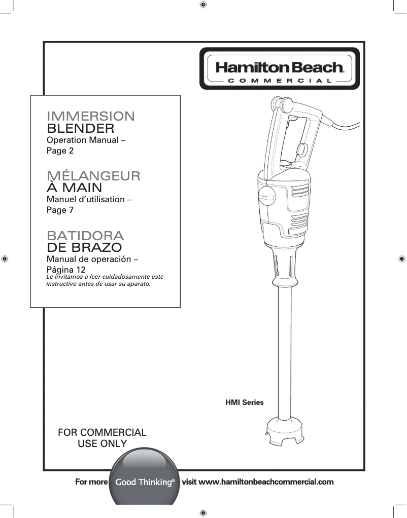 Page n°1 - Manuel utilisateur Hamilton Beach BigRig HMI018
