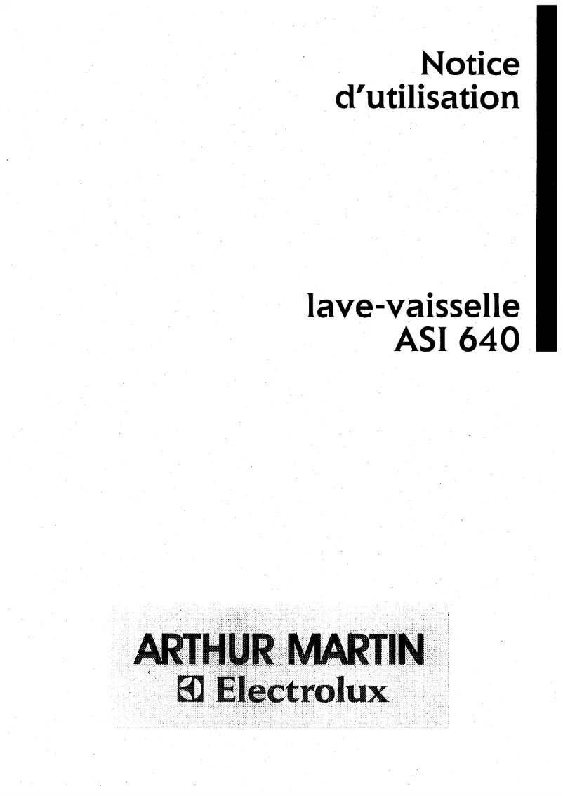 Page 1 de la notice Manuel utilisateur Arthur Martin-Electrolux ASI 640 N1