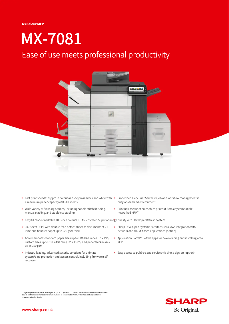 Page n°1 - Fiche technique Sharp MX-7081