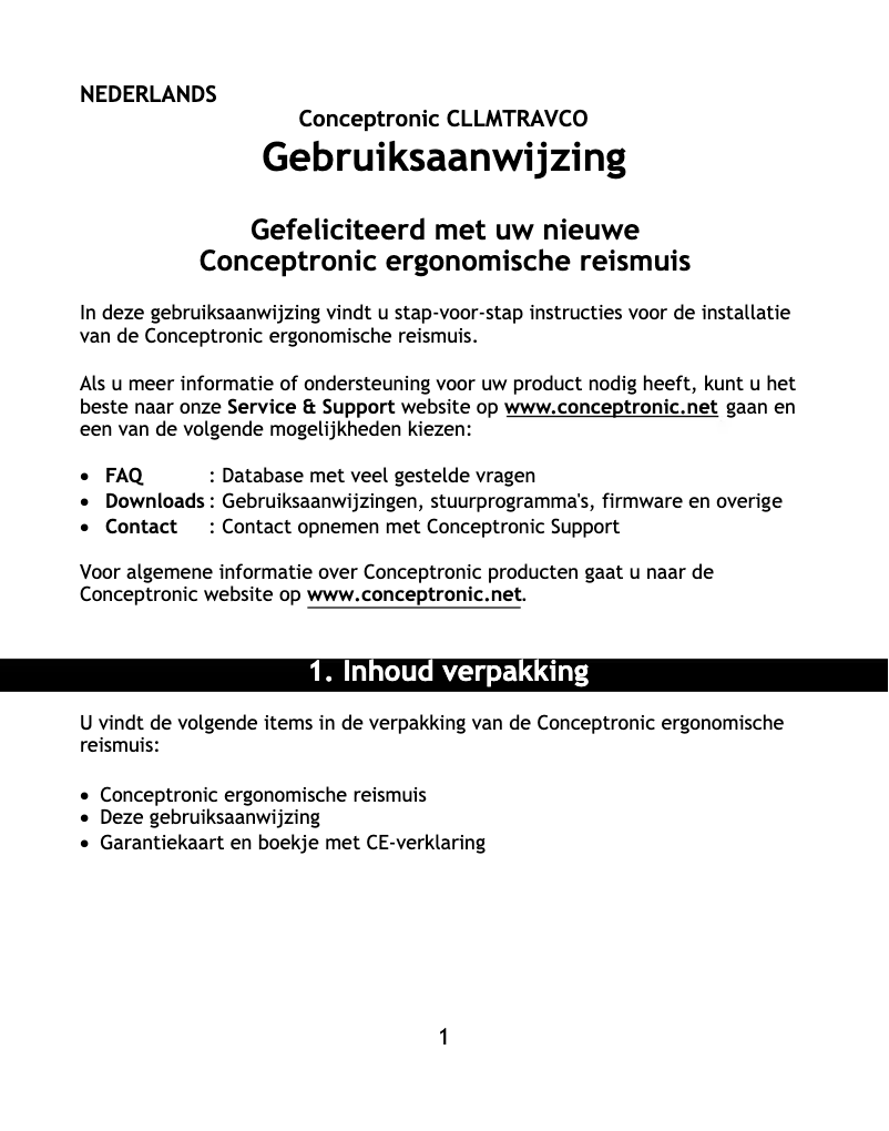 Page 1 de la notice Manuel utilisateur Conceptronic CLLMTRAVCOPI