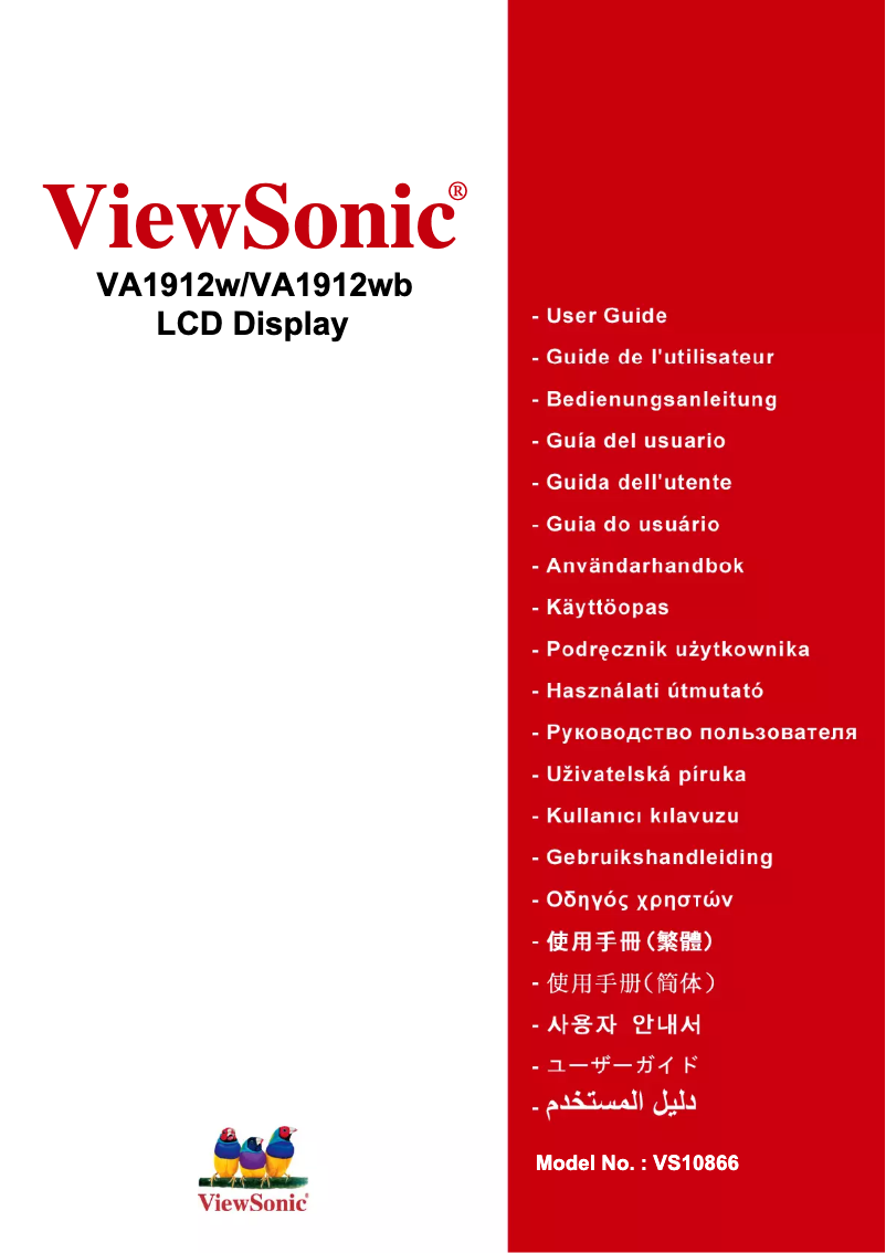 Page n°1 - Manuel utilisateur Viewsonic Value VA1912wb