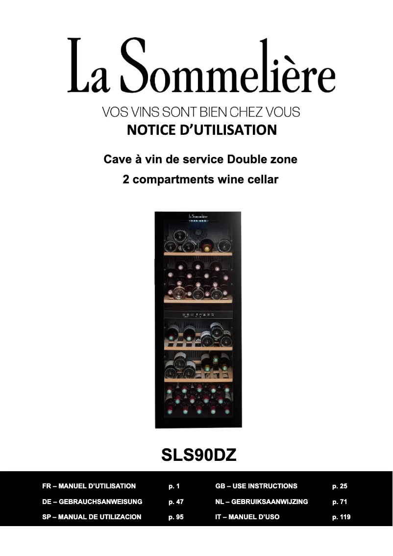 Page n°1 - Manuel utilisateur La Sommelière SLS90DZ