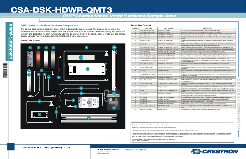 First page image of the manual for CSA-DSK-HDWR-QMT3