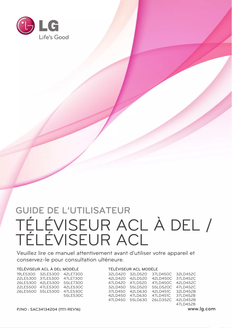 Page 1 de la notice Manuel utilisateur LG 37LD452B