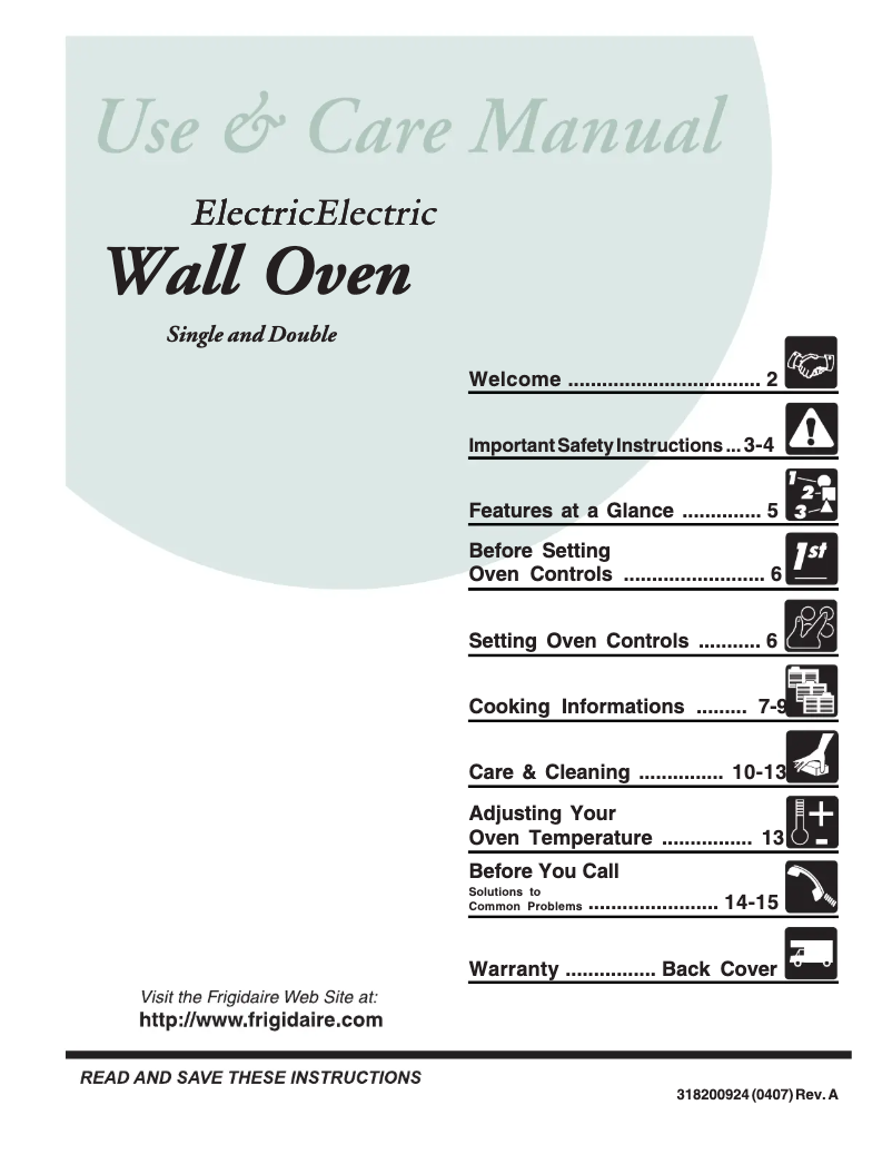 Page 1 de la notice Manuel utilisateur Frigidaire FEB30S5EB