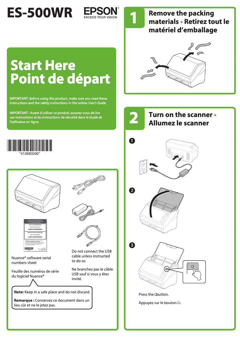 Imagen de la primera página del manual del dispositivo WorkForce ES-500WR