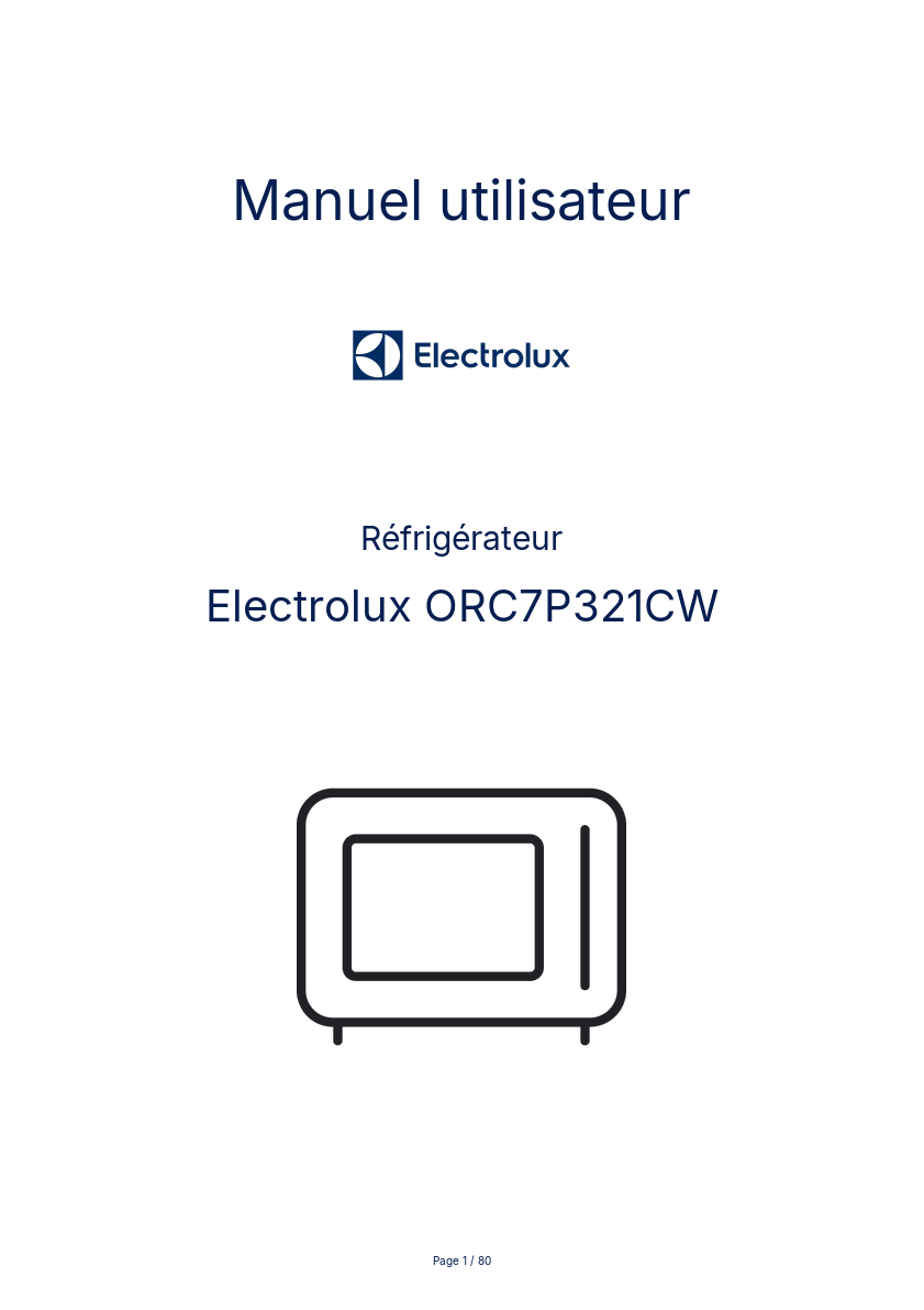 Image de la première page du manuel de l'appareil ORC7P321CW