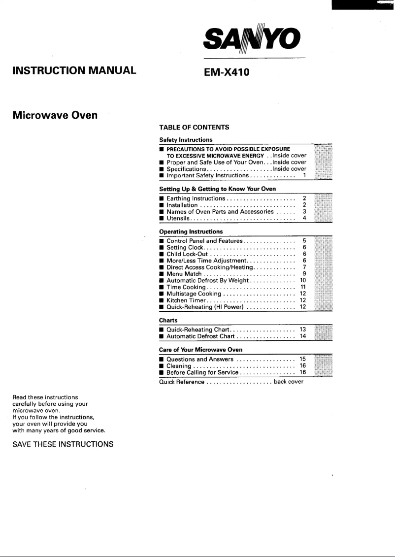 Page n°1 - Manuel utilisateur Sanyo EM-X410