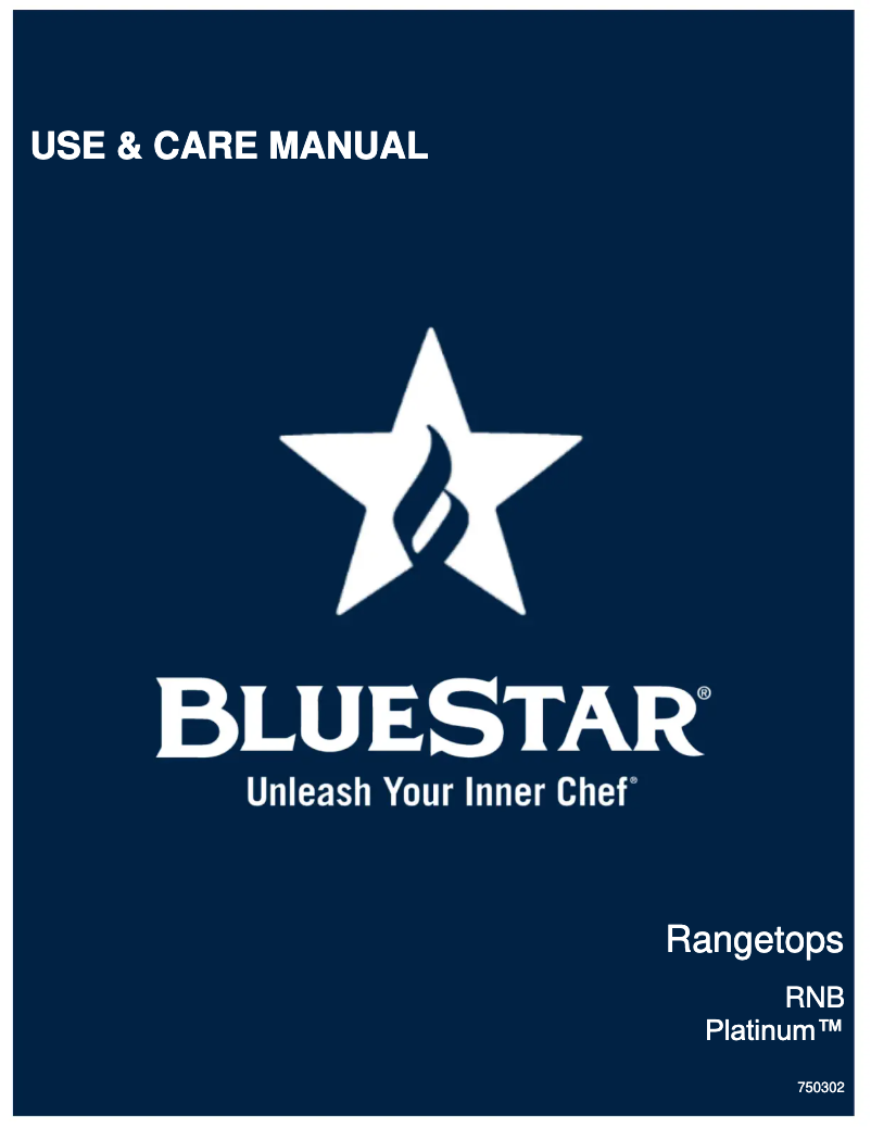 Page 1 de la notice Manuel utilisateur BlueStar RGTNB488BV2