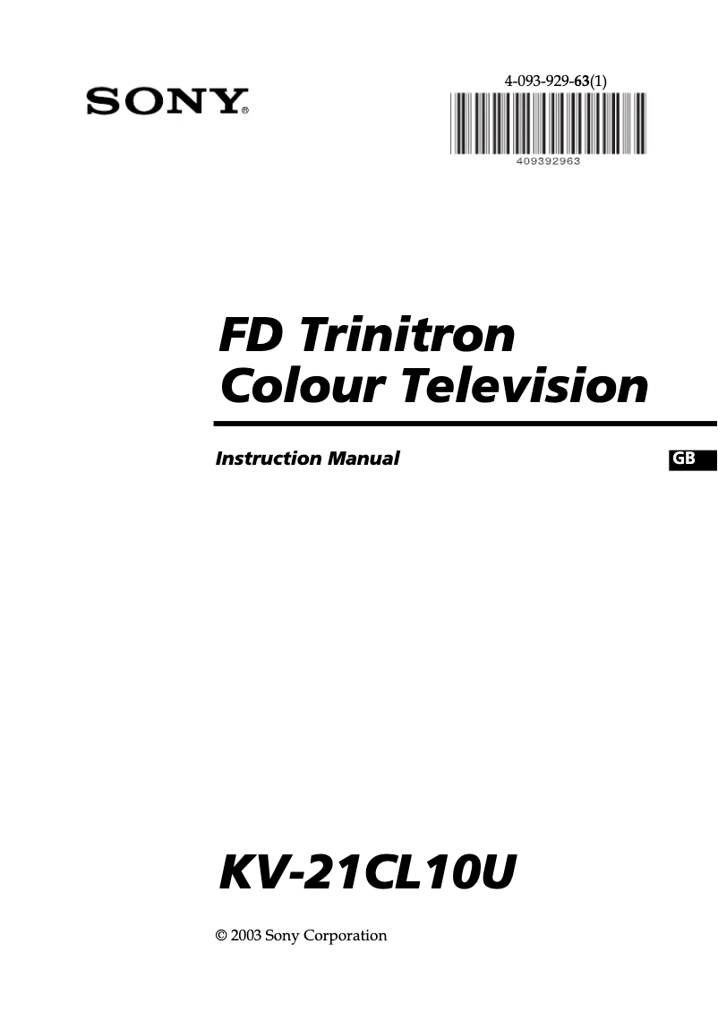 Image de la première page du manuel de l'appareil KV-21CL10U