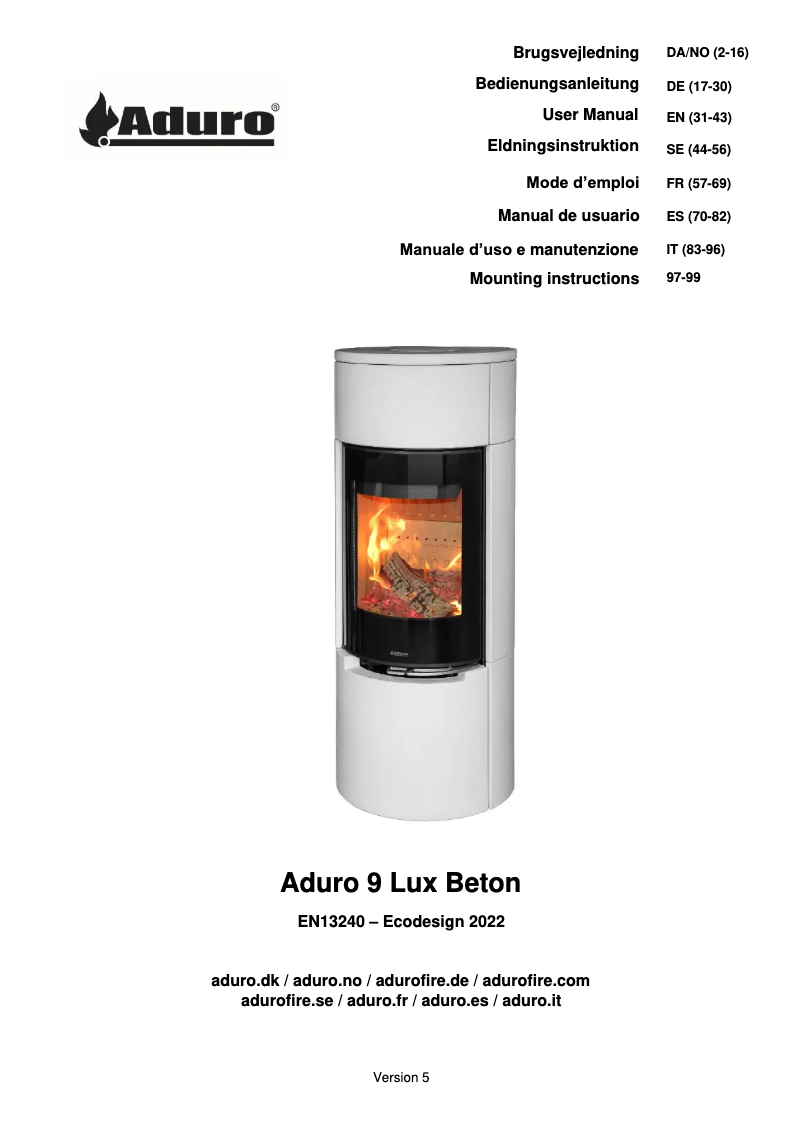 Página 1 del manual Manual de usuario Aduro 9 Lux Beton