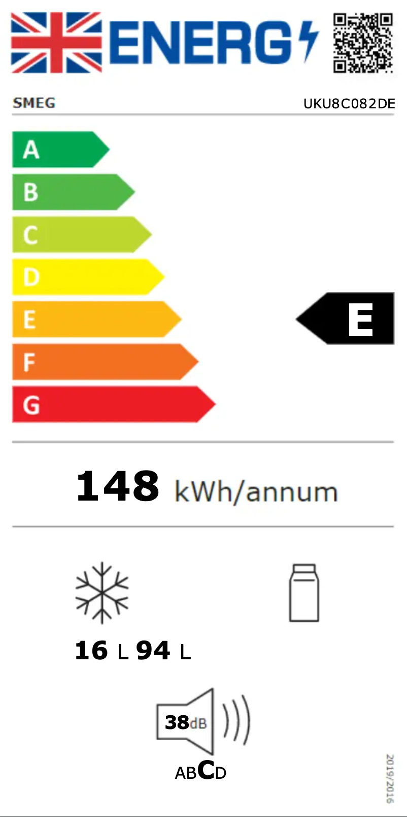 Page n°1 - Label énergétique Smeg UKU8C082DE