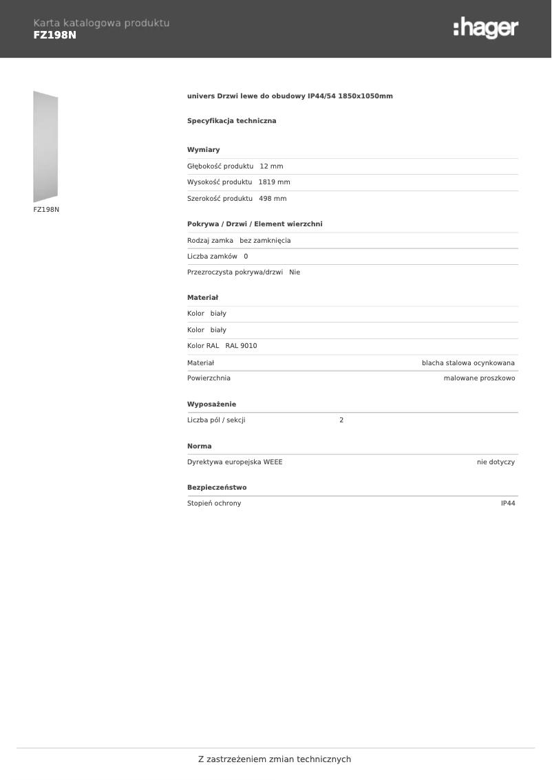 Page n°1 - Manuel utilisateur Hager FZ198N