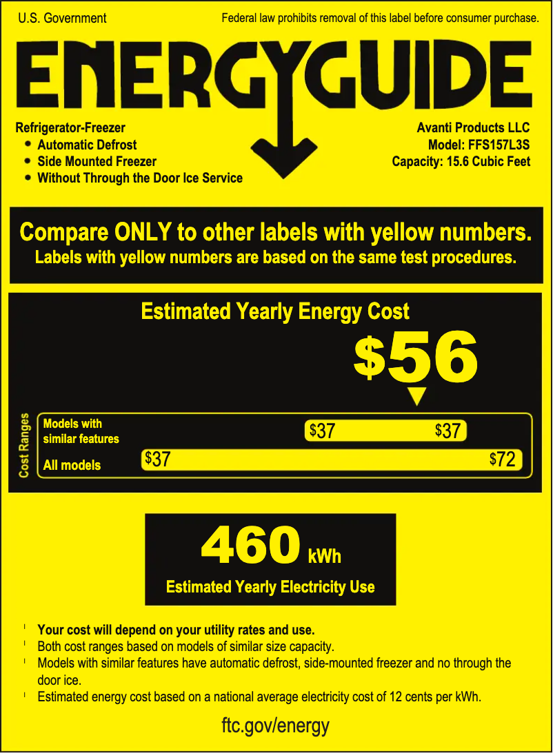 Page 1 de la notice Label énergétique Avanti FFS157L3S