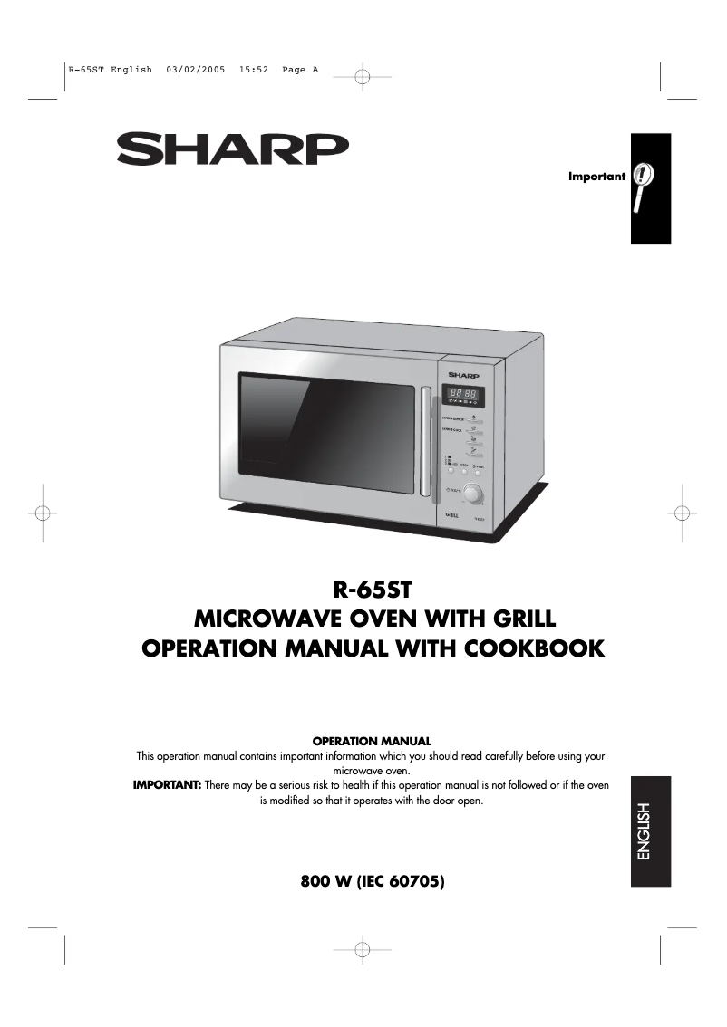 Page n°1 - Manuel utilisateur Sharp R-65ST