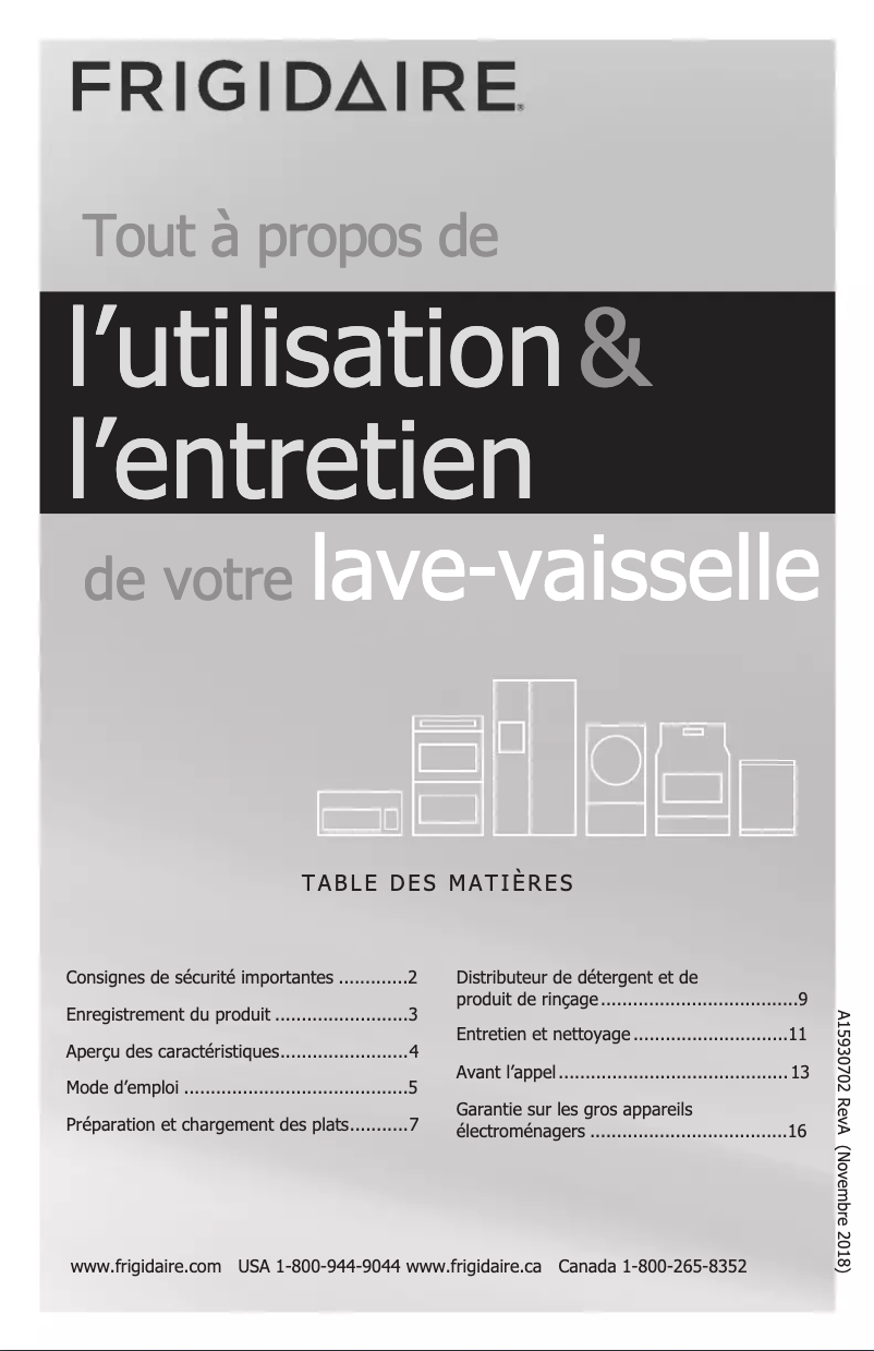 Page 1 de la notice Manuel utilisateur Frigidaire FFBD2420UB