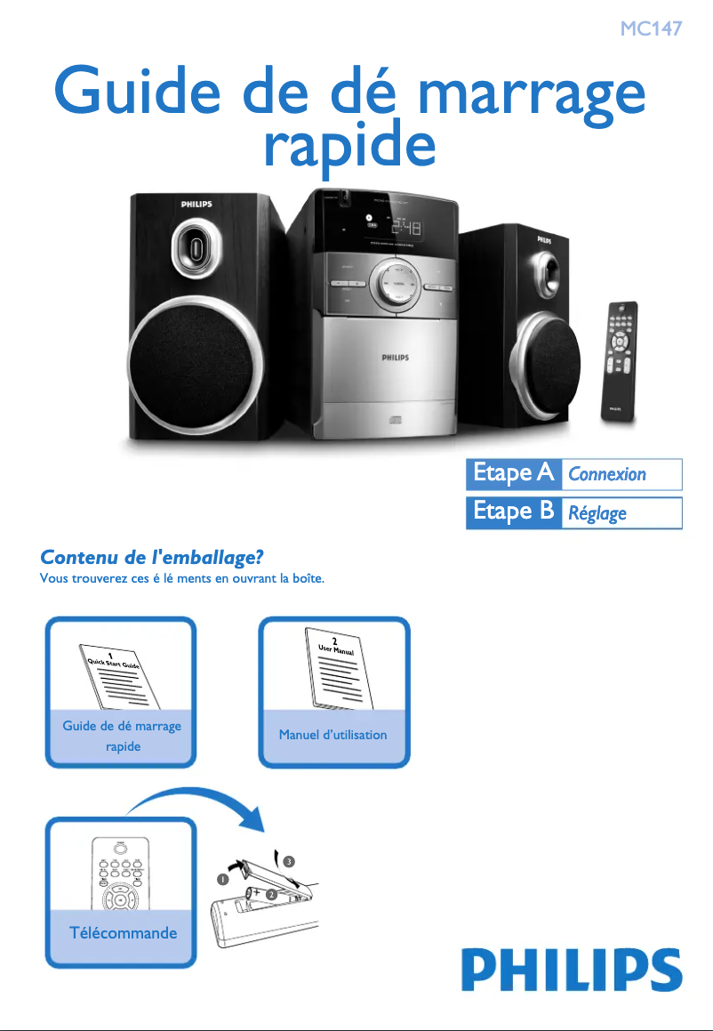 Page n°1 - Guide de démarrage rapide Philips MC147