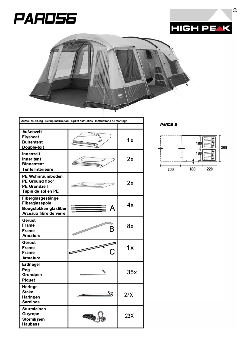 Page n°1 - Manuel utilisateur High Peak Paros 6