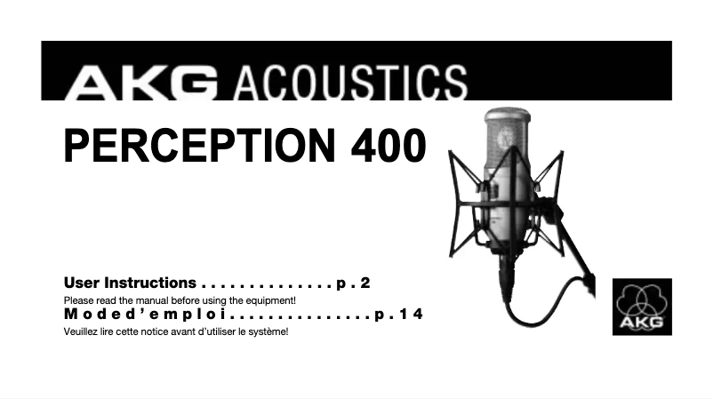 Image de la première page du manuel de l'appareil Perception 400