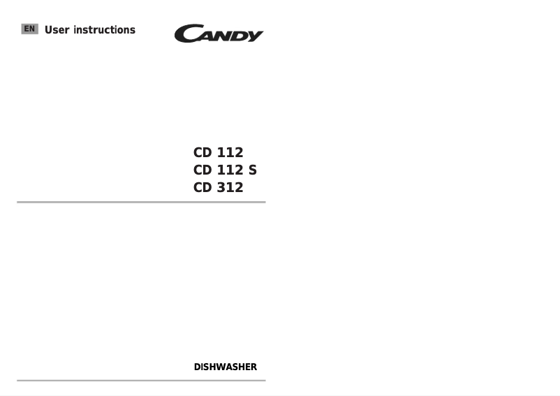 Page 1 de la notice Manuel utilisateur Candy CD112