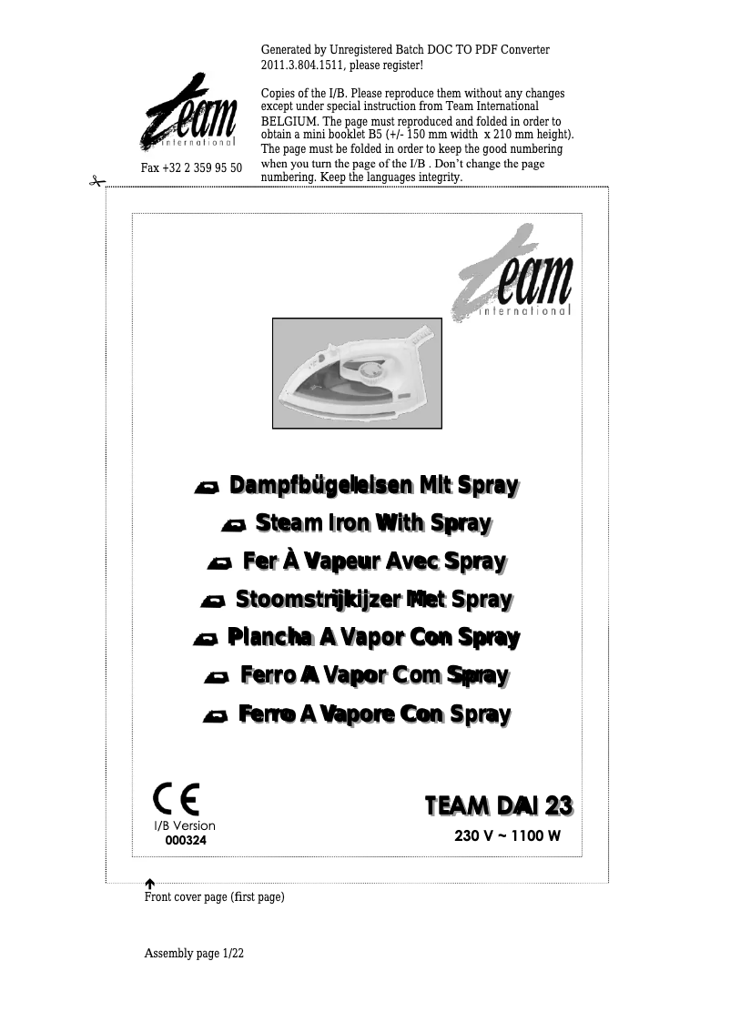 Página 1 del manual Manual de usuario Team DAI 23