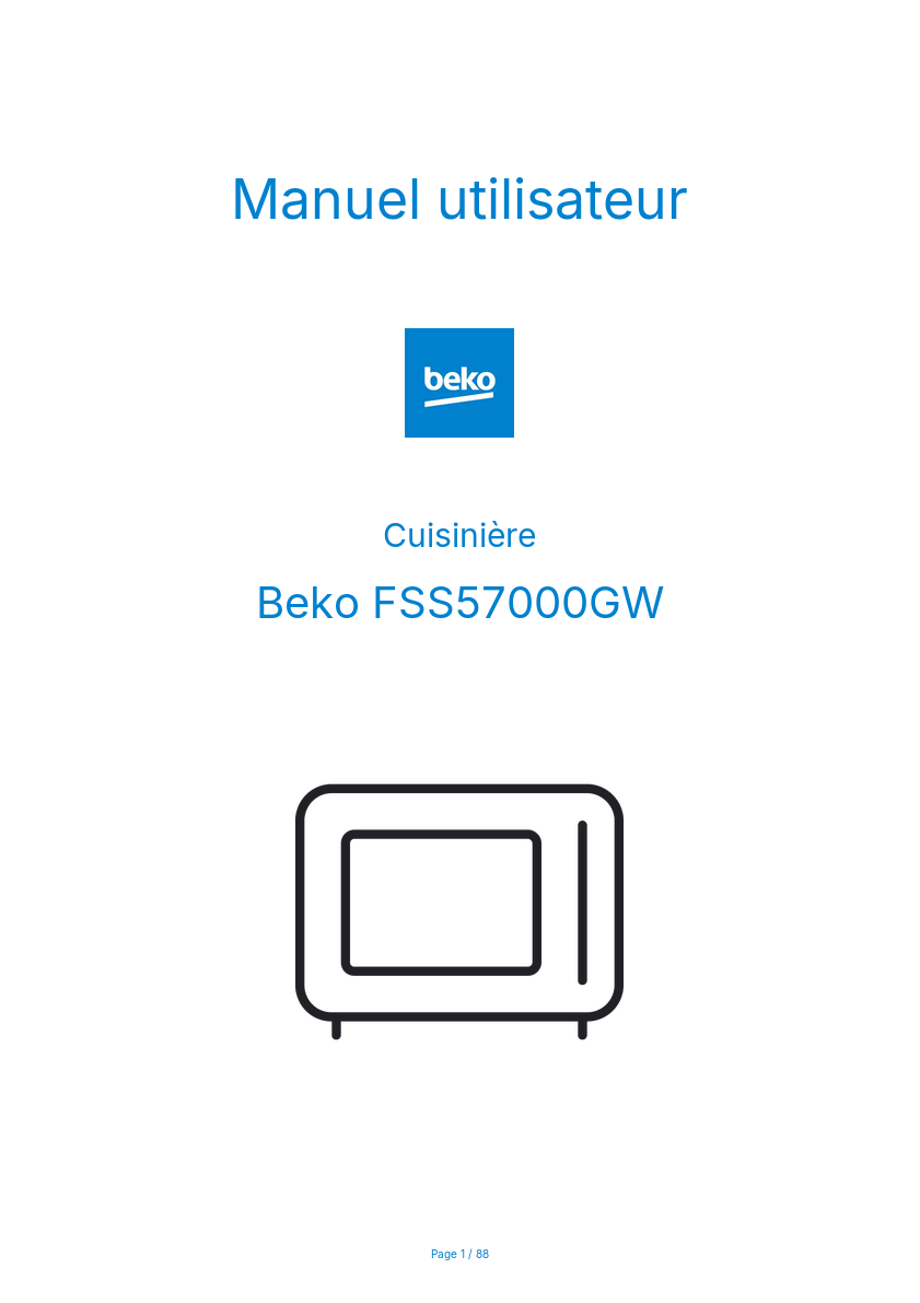 Page n°1 - Manuel utilisateur Beko FSS57000GW