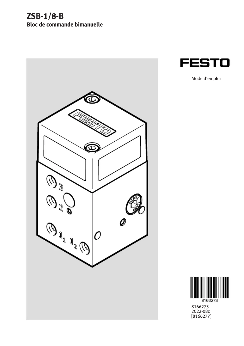 Page 1 de la notice Manuel utilisateur Festo ZSB-1/8-B