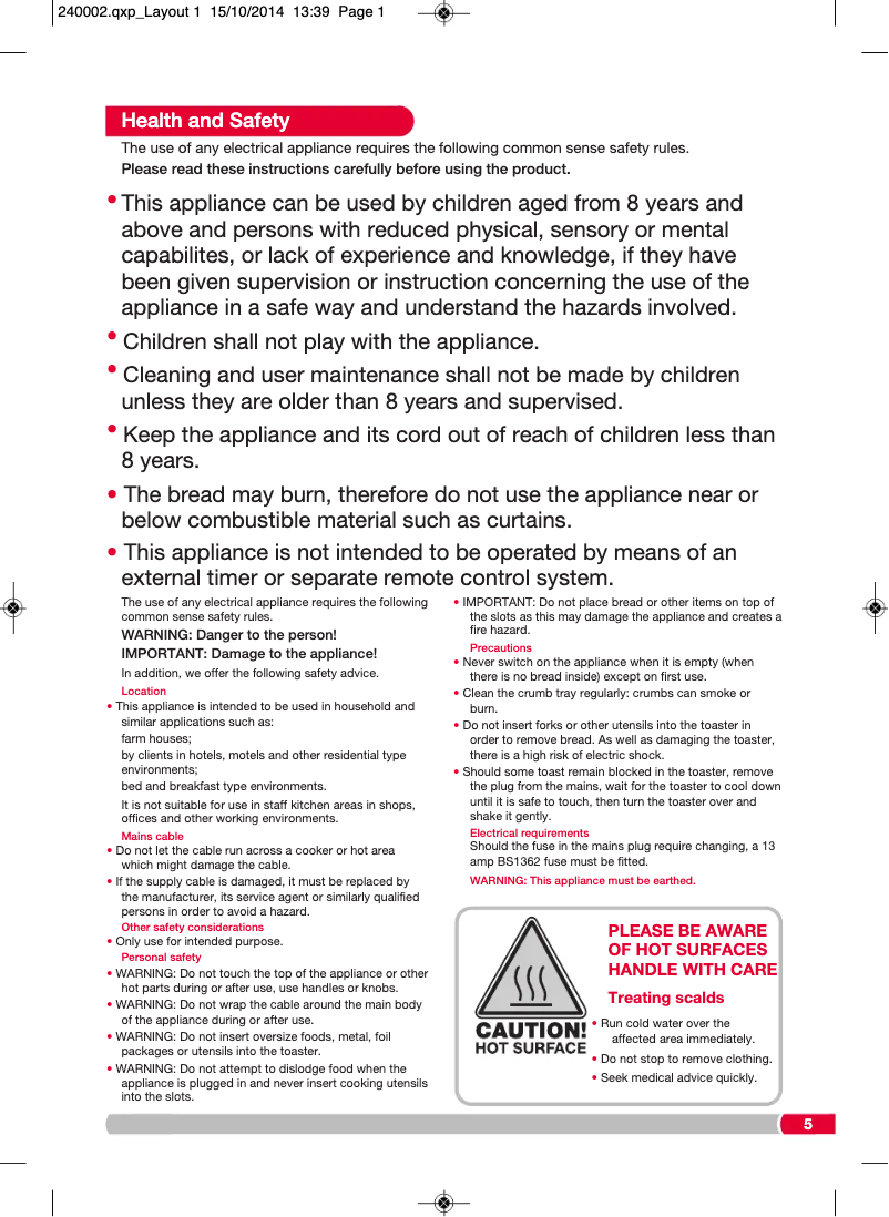 Page 1 de la notice Manuel utilisateur Morphy Richards Aspect