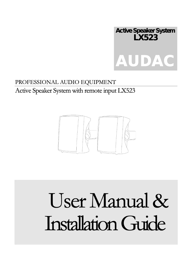 Page n°1 - Manuel utilisateur Audac LX523