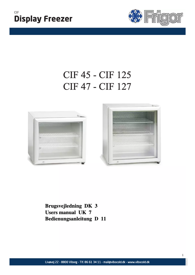 Page 1 de la notice Manuel utilisateur Frigor CIF 127