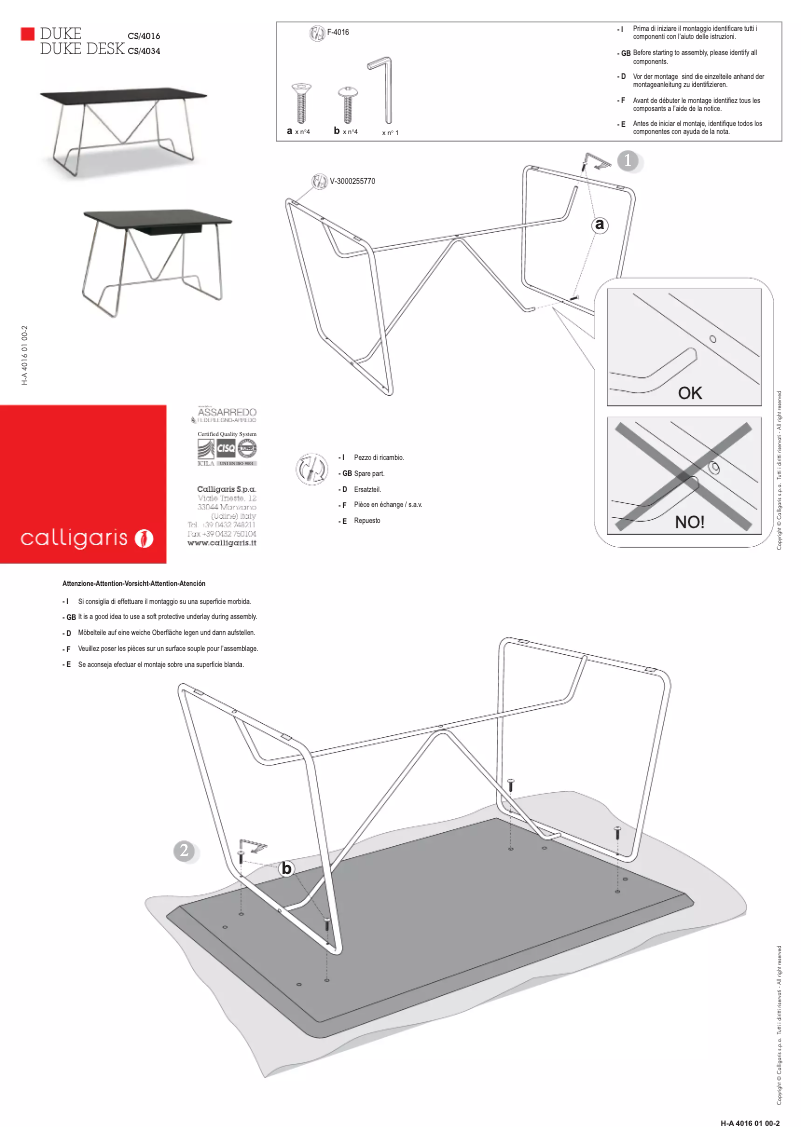 Página 1 del manual Manual de usuario Calligaris .com Duke CS/4034