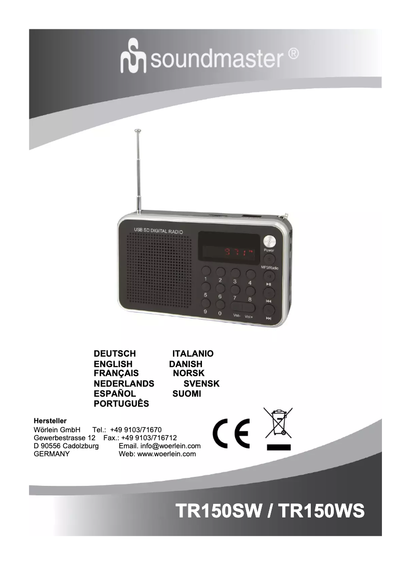 Page 1 de la notice Mode d'emploi Soundmaster TR150SW