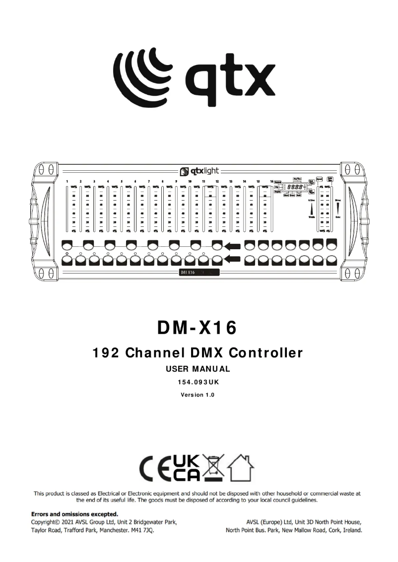 Page n°1 - Manuel utilisateur Qtx DM-X16