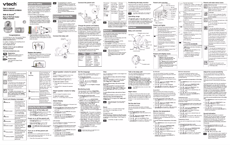 Image de la première page du manuel de l'appareil VM333