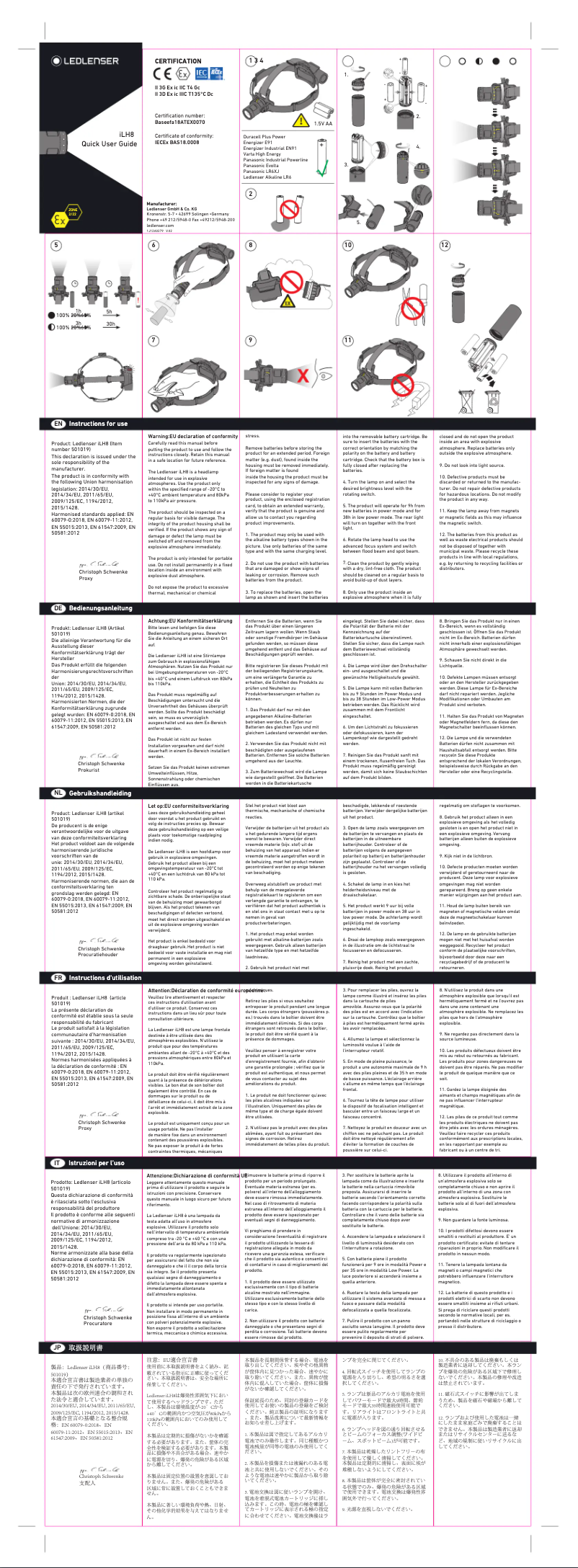 Page n°1 - Manuel utilisateur Ledlenser iLH8