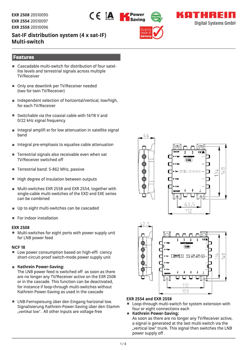 Page n°1 - Manuel utilisateur Kathrein EXR 2554
